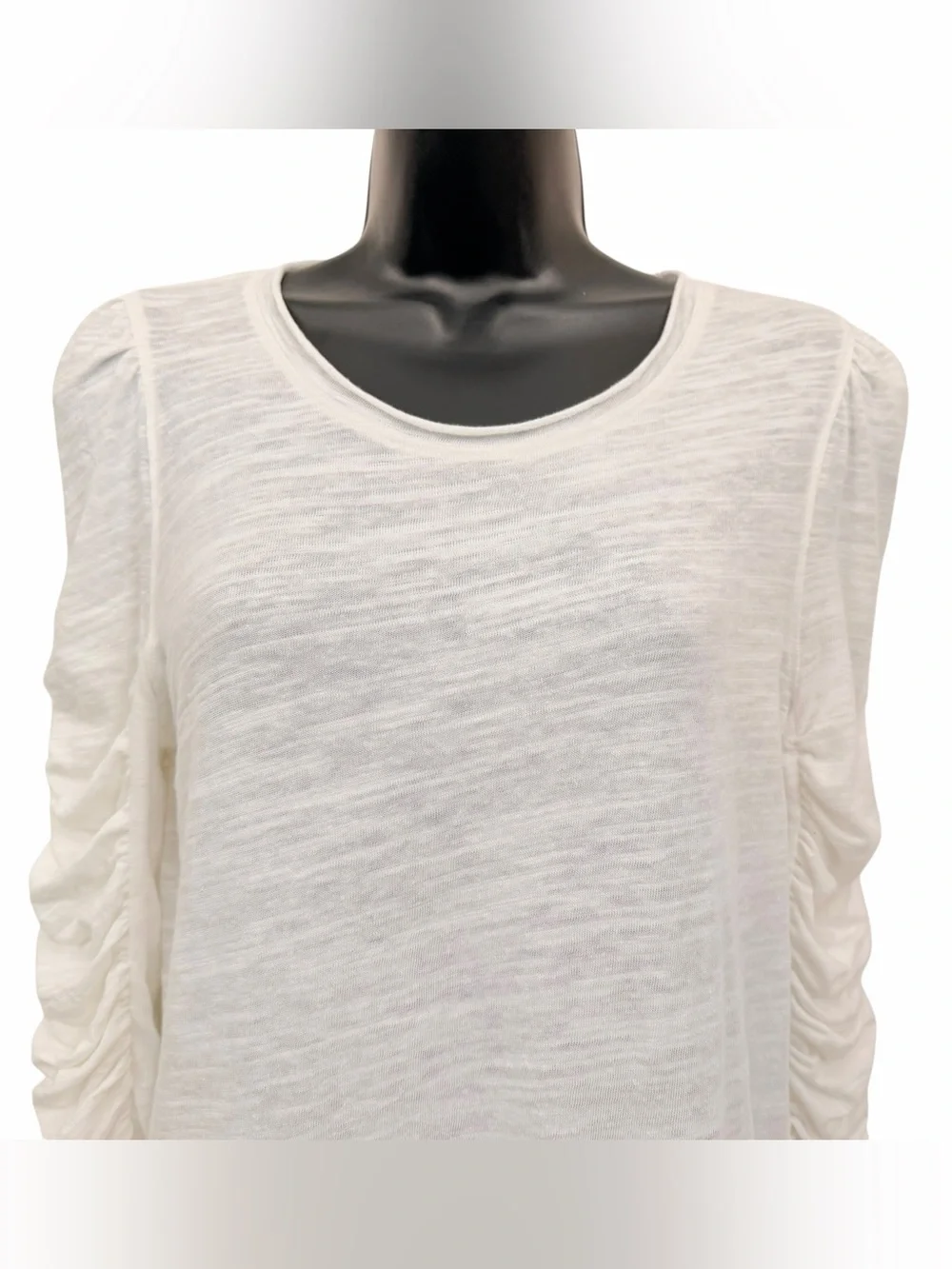 Free People We The Free White Ruched Sleeve Long Sleeve Top Small NWT
